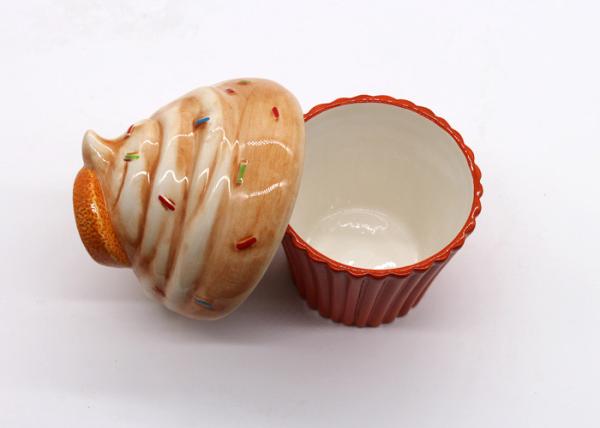 Earthenware Red Ceramic Kitchen Canisters Ice Cream Cone Cookie Jar Chocolate Box