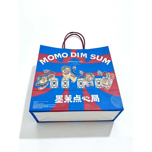 Custom Disposable Kraft Paper  twisted  handle  Bag Printing MOQ 50000 Pieces Take Away Bag