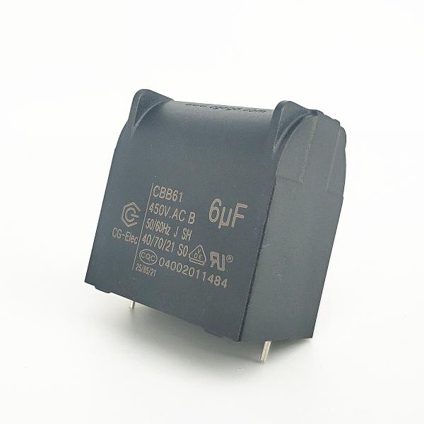 CBB61 450V 6UF Кондиционер Вентилятор Конденсатор Домашний Конденсатор 4 булавки Черный Эпоксид