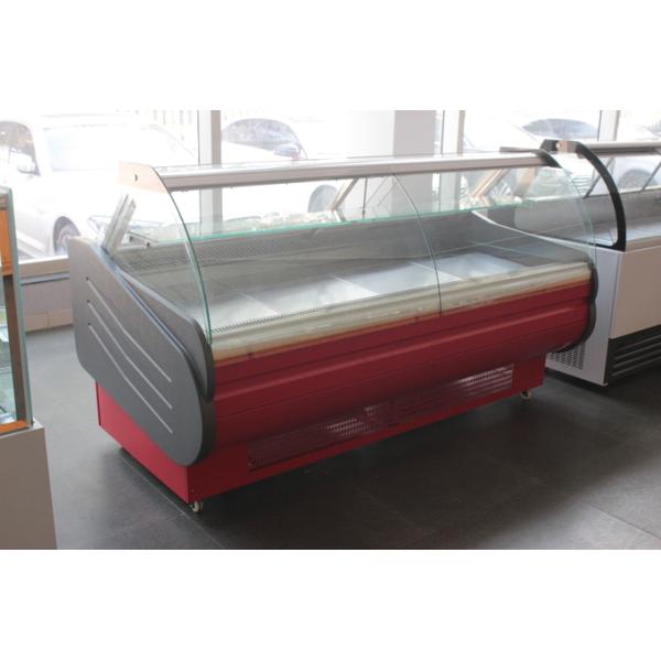 Stainless Steel Fresh Meat Display Cabinet Glass Front Door Flap Type
