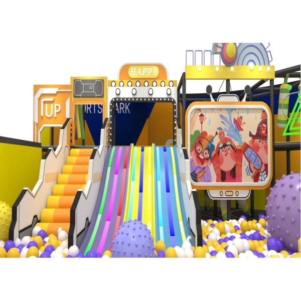 Integrated Macaron Custom Full Zone Family Entertainment Center Indoor Slide Ball Pit Maze Villa Playground