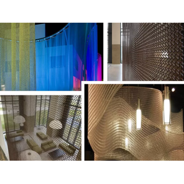 Corrosion Resistance Stainless Steel Chain Braided Ring Mesh For Light Partitioning