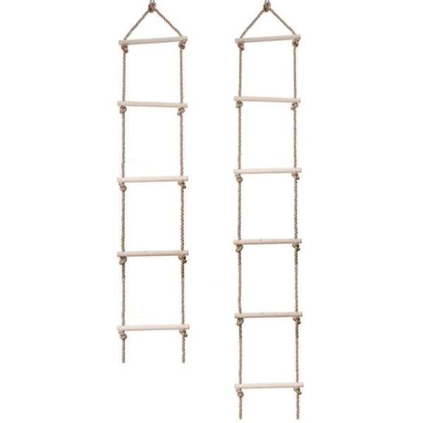 Multi Rungs Sports Wooden Rope Ladder For Children Activity Climbing Game