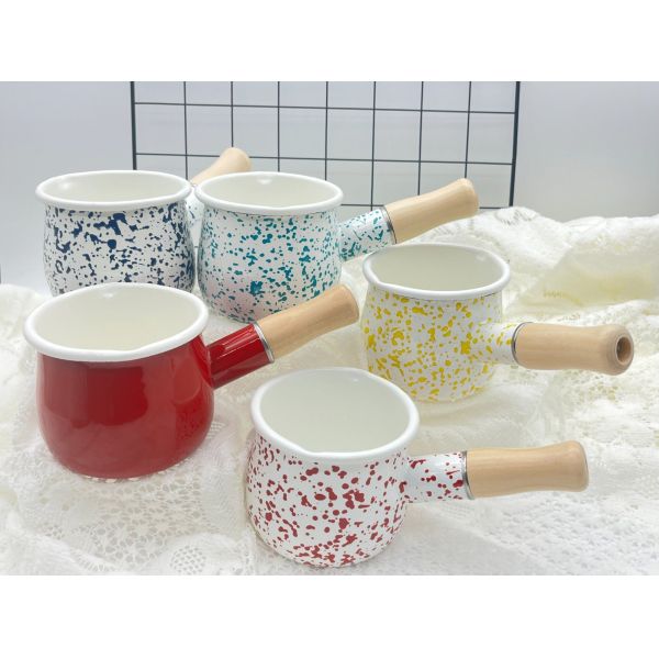Daily Single Handle Cooking Food Soup Pot Mini Enamel Saucepans Production 30 Days Lightweight Kitchen Cookware
