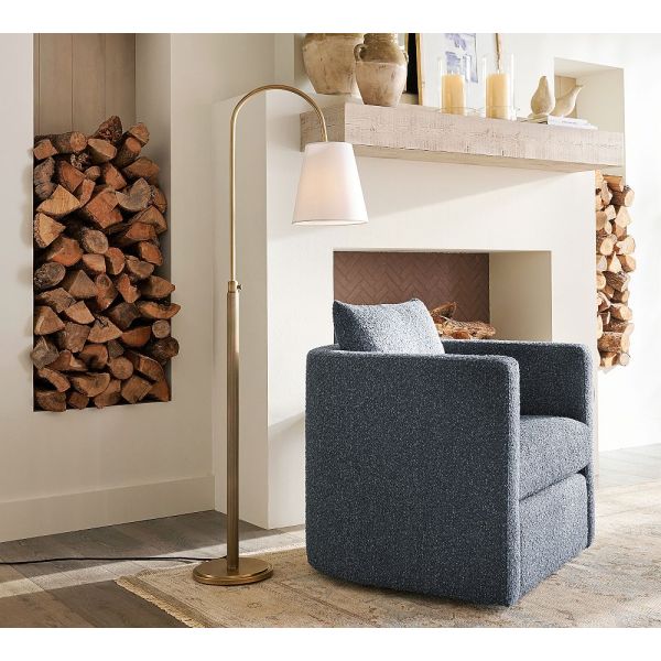 Modern Brass Floor Lamp with LED Light Source for Living Room and Bedroom