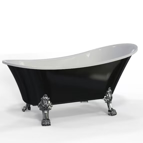 Homestays Corner Black Clawfoot Bathtub Freestanding Slipper Tub 72x42