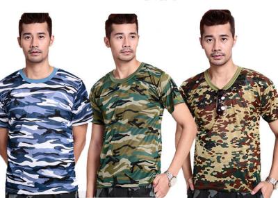 Professional Unisex Cotton Military T Shirts Round Neck Edging Double Line Hem