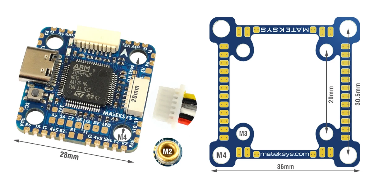 mateksys matek f405-minite flight controller 20xmm/30.5x mounting support blackbox/baro air unit ardupilot/bf/inav