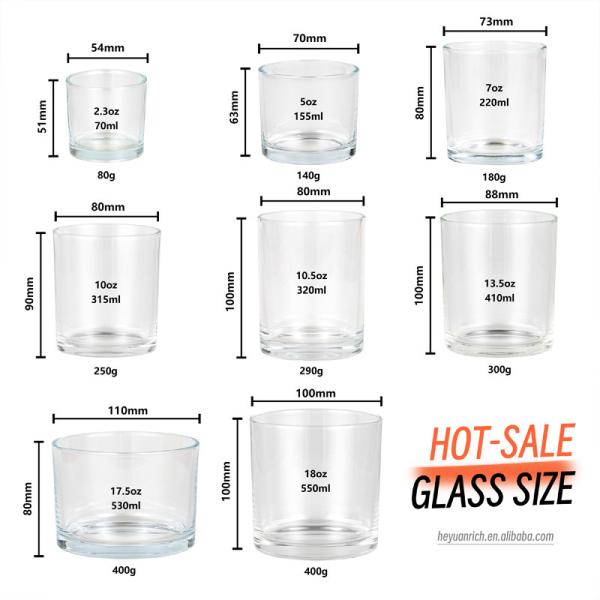 14 oz Jar de vela branca clara com tampa de metal Tipo de cilindro de ferro para fazer velas Decoração de casa