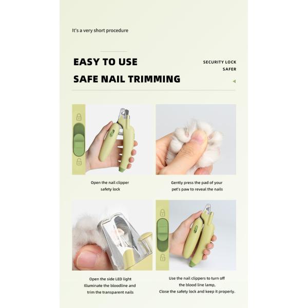 Clippers para uñas de mascotas de luz LED Professional Trimmer eléctrico para uñas de perro