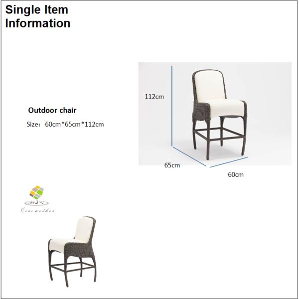 Conjunto de jardín de la villa Patio Rattan Wicker silla de aluminio diseño Muebles de interior y exterior