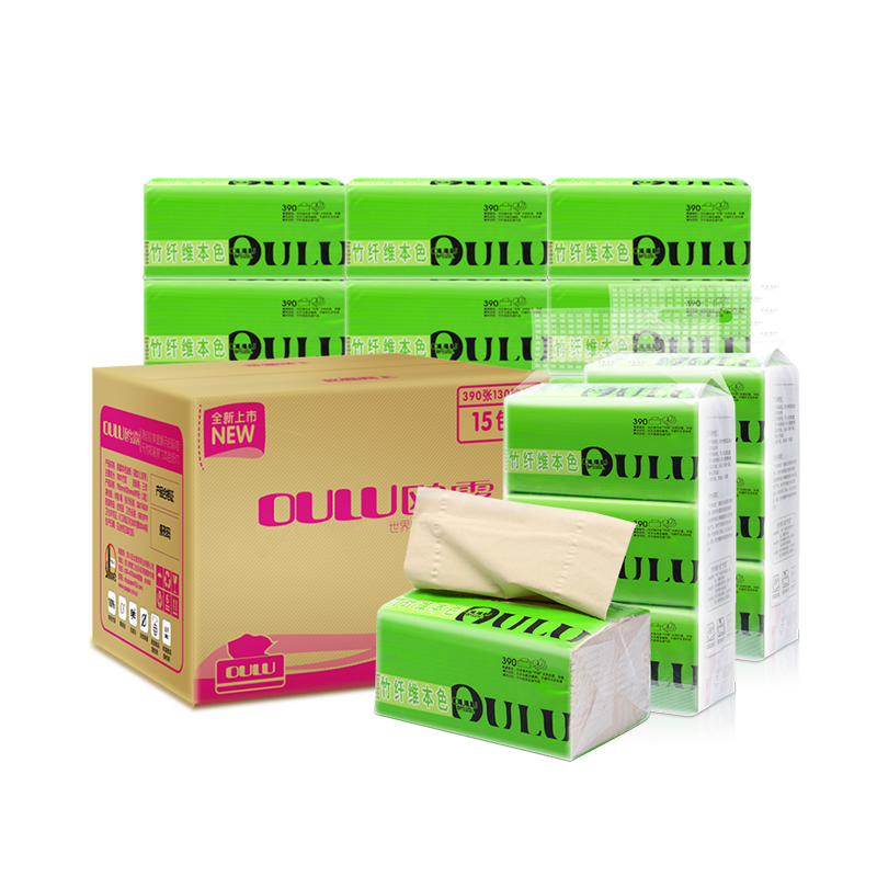 Wholesale High quality unbleached virgin bamboo pulp 3 ply facial tissue paper