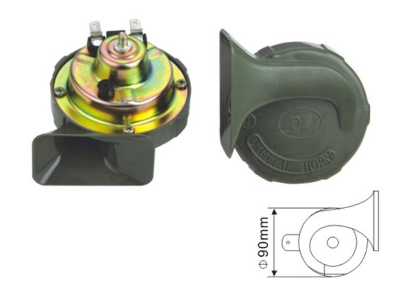 EST1015 Black Snail Horn Dual Voltage 12V / 24VCar Horn Replacement Universal 510Hz 110DB Dia 90mm 3.7A