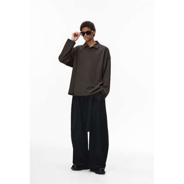 Customized ODM Seagull-Collar Breathable Waffle Knitted Long Sleeve Pattern Letter Design Pure Color Turtleneck 100% Polyester