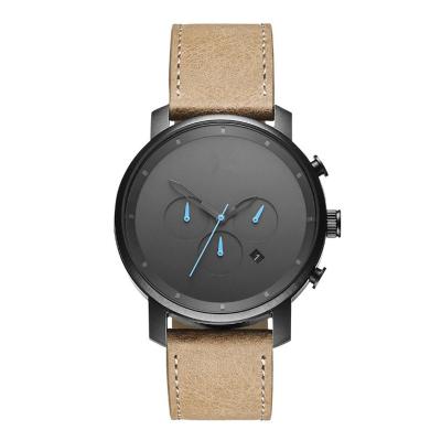 O relógio de pulso impermeável preto 42mm de MVMTed da faixa de couro/personalizou o caso do tamanho