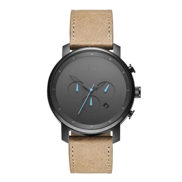 Leather Band MVMTed Black Waterproof Wrist Watch 42mm / Customized Size Case