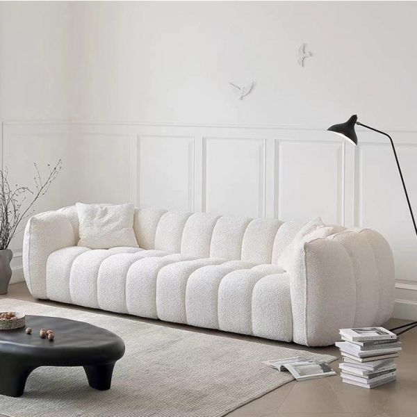 Modern Luxurious Velvet Fabric Sofa Set White Compressed Living Room Sofas with Sponge Filling for Home or Mall Furniture