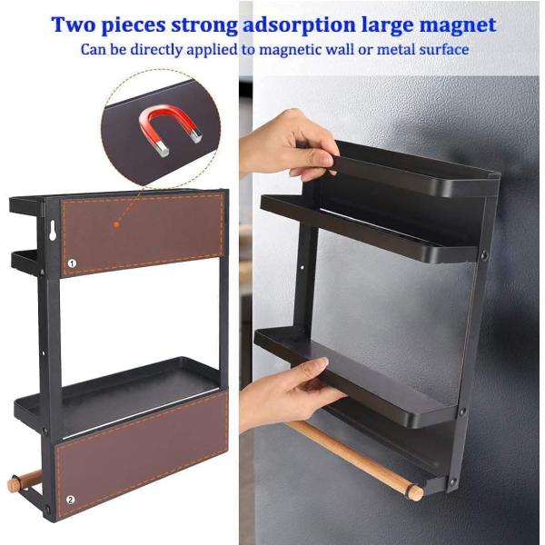 Storage Holders Racks Metal Fridge Shelf Magnetic Spice Rack Organizer for Refrigerator