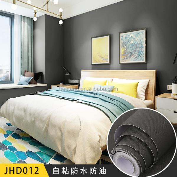 Matt Finish Self-Adhesive PVC Wallpaper in Dark Black Color for Home Decoration Sound-Absorbing Function