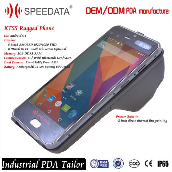 Customized 4G Android Barcode Scanner Device , Rugged Portable Fingerprint Scanner