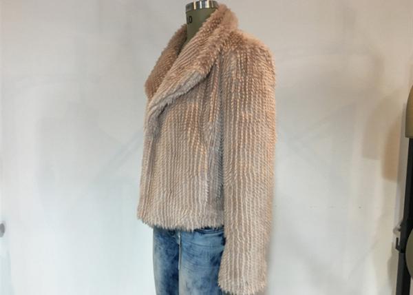 Mauve Ladies Faux Fur Coats Women ' S Long Furry Lapel Chic Winter Coats
