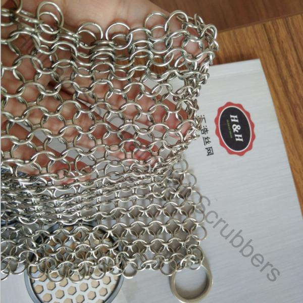 7X 7 Stainless Steel Chain Mail Ring Mesh Scrubbers For Cast Iron Cookware