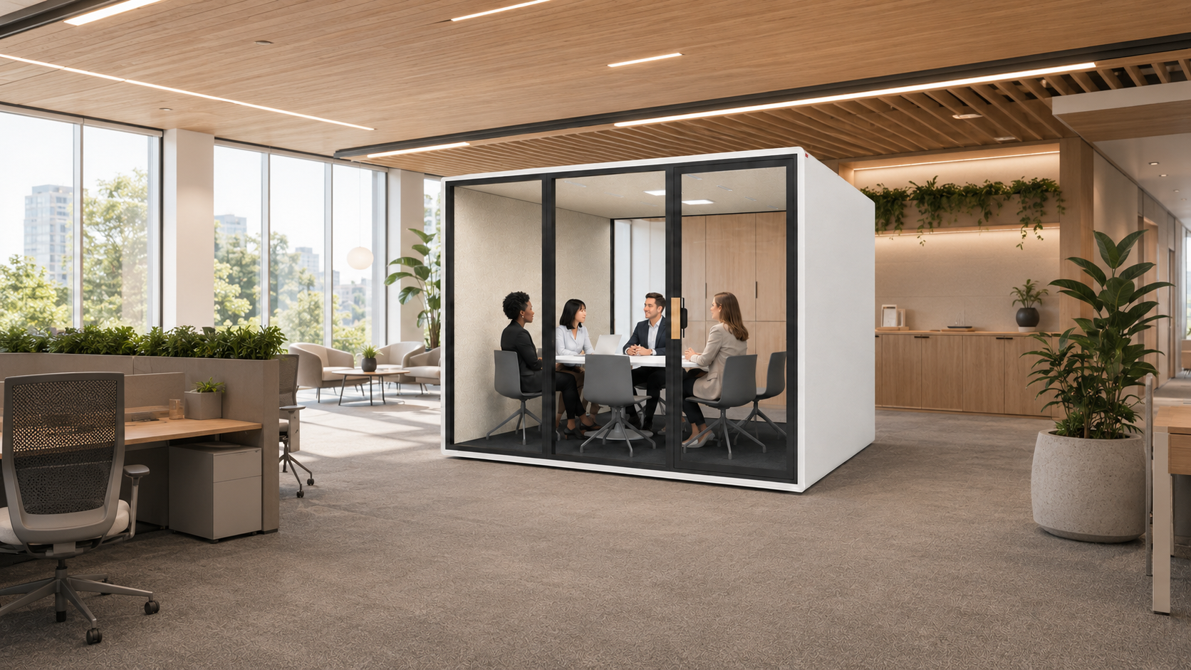  Large 6-Person Soundproof Pod for Commercial Office Meetings