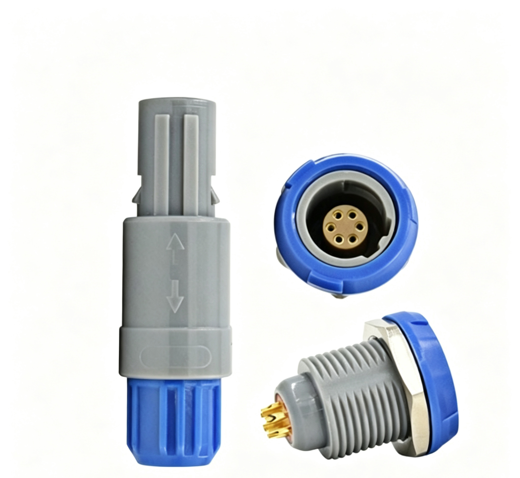 Medical Push Lock Connectors Plastic Male Female Connectors 6 Pin 40 Degrees