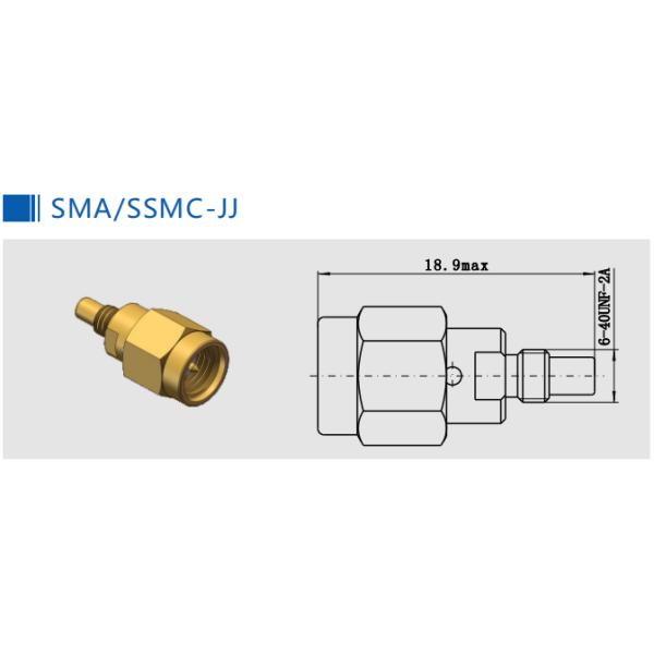 Gold Plated Straight SMA Female to SSMC Male RF Adapter 50Ohm Impedance
