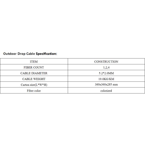 Ядр кабеля падения кабеля оптического волокна FTTH GJYXFCH на открытом воздухе само- поддерживая одиночное двойное