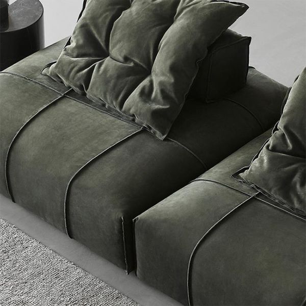 Italian-Style Baxter Panama Sectional Sofa Set Tofu Module Minimalist Matte Fabric with Genuine Leather Designer Collection