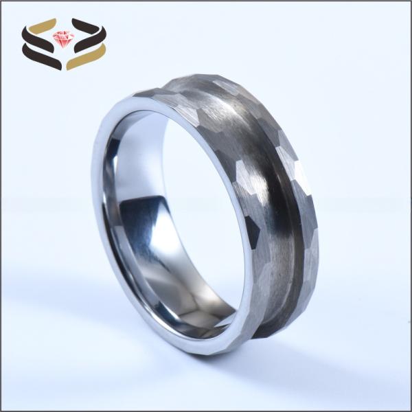 Third Party Appraisal Silver Hammered Tungsten Ring Blank Inlay Ring Cores 6mm 8mm for Men and Women