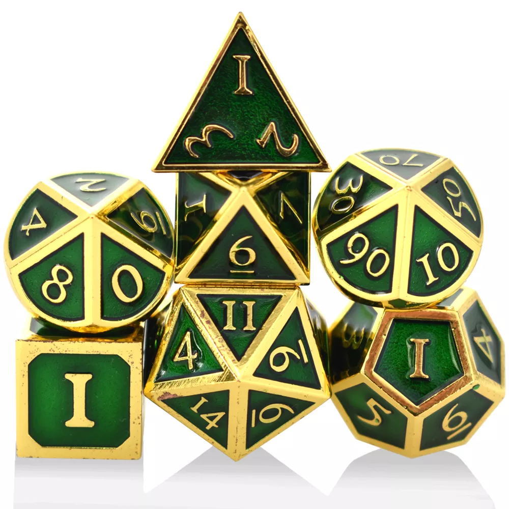 High Quality Zinc Alloy 7pcs Set Custom Logo Metal Dice for D&D RPG Dungeons Dragons