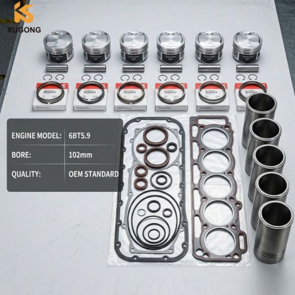 6BT 5.9 Engine Rebuild Kit Overhaul Gasket Set with Piston Ring for Komatsu PC200-6 Hyundai R210-5 Excavator
