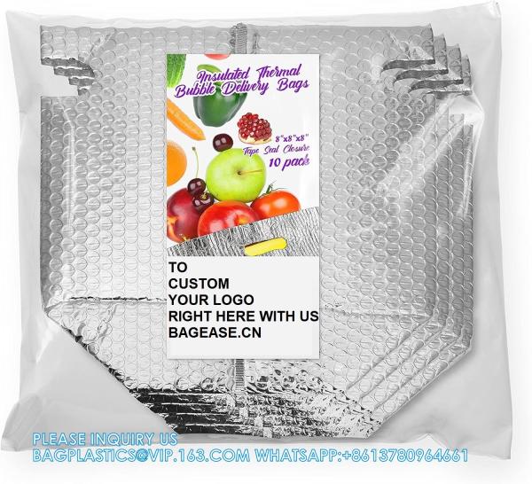 Insulated Foil Bag 8 X 8 X 8 Inch. Pack Insulated Shipping Bags For Food Handles. Metalized Foil Insulated