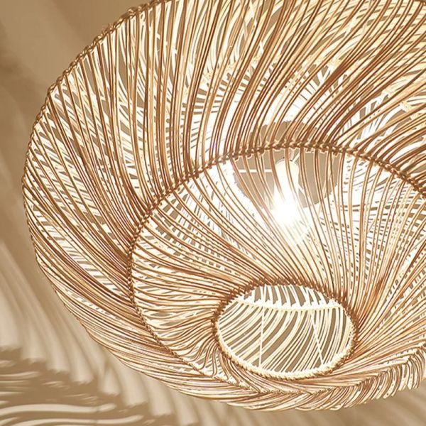 Restaurant Lights Living Room Suspension Creative UFO Shades Rattan Pendant Lights(WH-WP-128)
