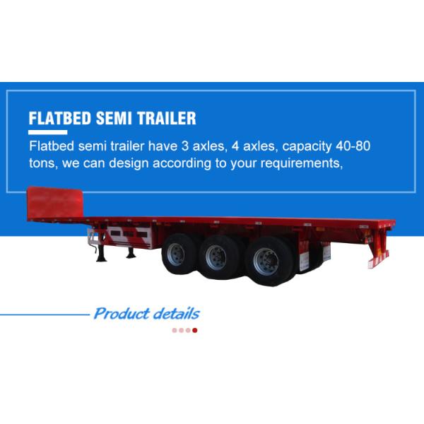 3axles 40ton Flatbed Cargo Transportation Container Delivery Semi Trailer Wabco Valve
