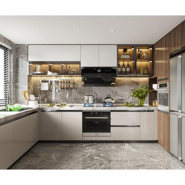 Armario de cocina de lujo personalizado privado con mesa de cocina para casa