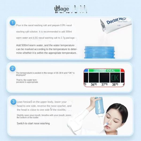 Safe and Gentle Nasal Cleaner for Children's Nasal Health 500ml 30 packs-3