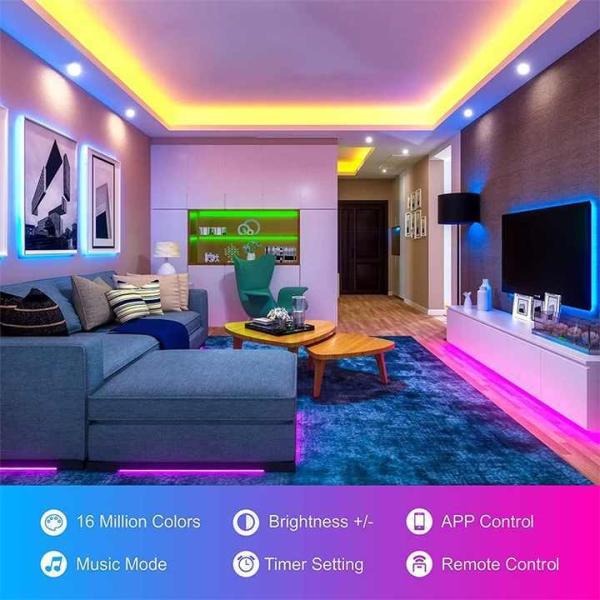 10m RGB LED Light Strip Multicolor Remote LED Tape Lights For Indoor Outdoor Hotel Lighting