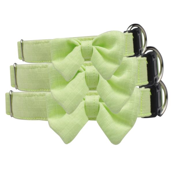 C518 Wholesale Custom Logo Luxury Hand Made New Products Pets for Dog Bamboo Hemp Bow Tie Collar Dog