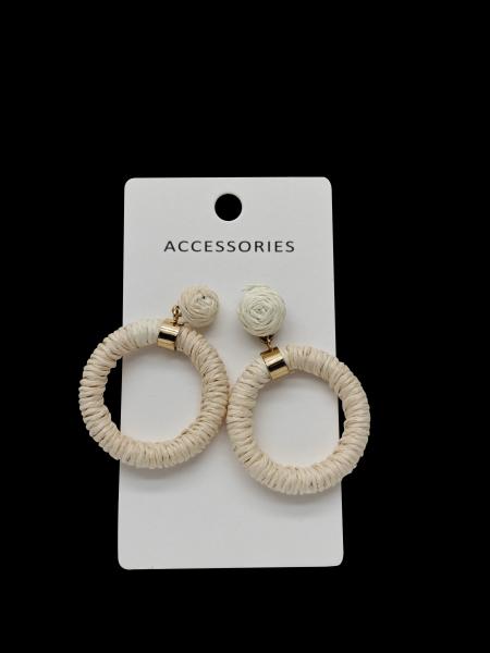 New Round Rattan Earrings Hand-Woven Earrings Bohemian Style Simple Raffia Woven Pendant Earrings