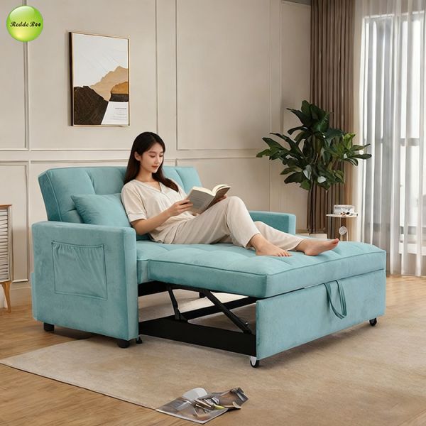 Modern Velvet Pull Out Sofa Bed Saving-Space Convertible Sleeping Sofa Bed For Living Room Bedroom Furniture