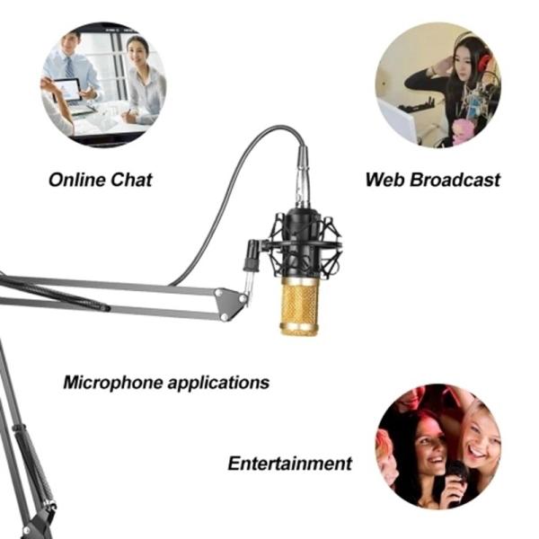 Black Microphone Live Stream Broadcast Recording Microphone Professional Suspension