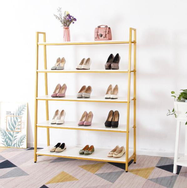 Exquisite 4 Storey Women Shoe Store Display Shelves Practical Sturdy Customized Logo