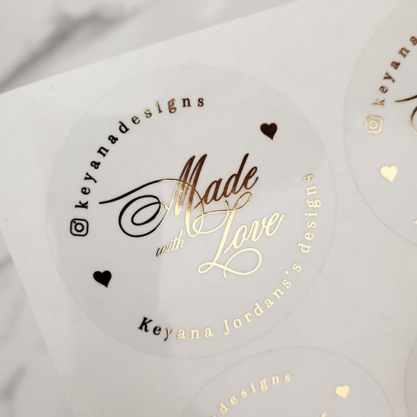 Clear Print Transparent Label Gold Foil Logo Clear Round Water Adhesive Seal Label Sticker Roll  2024