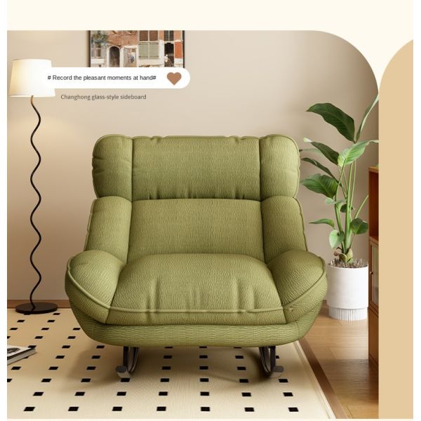 Custom Single Ergonomic Adjustable Upholstered Modern Wide Rocking Chair Comfortable Lazy Lounge Living Room Apartment Hotel