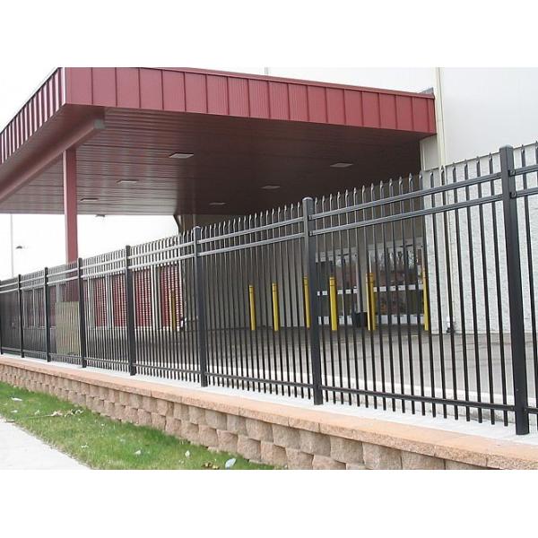 ISO9001 Steel Tubular Fencing , 2.1x2.4m 3 Rail Steel Fence