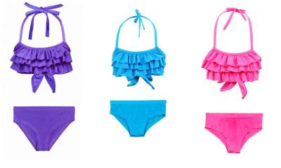 2Pcs Mermaid Tail Swimsuit , Princess Ruffles Mmermaid Bikini Set For Kids Girls
