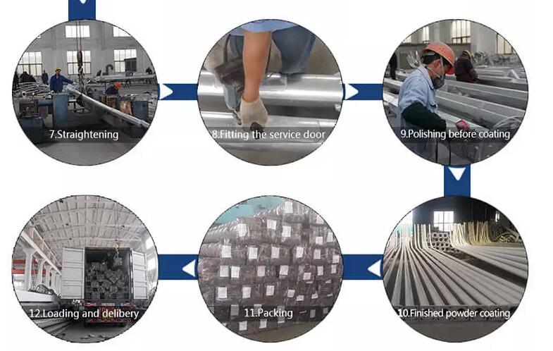 Straight Tubular Poles Alloy Steel Seamless Tubes Hot Gavlanized Street Lighting Poles